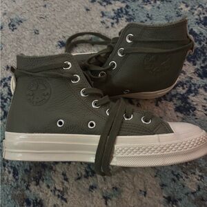 leather insulated high top converse